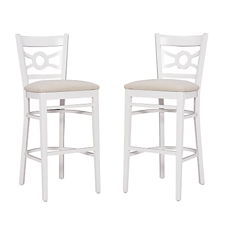 Linon Talus Upholstered Bar Stools, Beige/White, Set Of 2 Stools