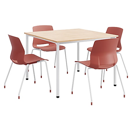 KFI Studios Dailey Square Dining Set, Natural/White/Coral