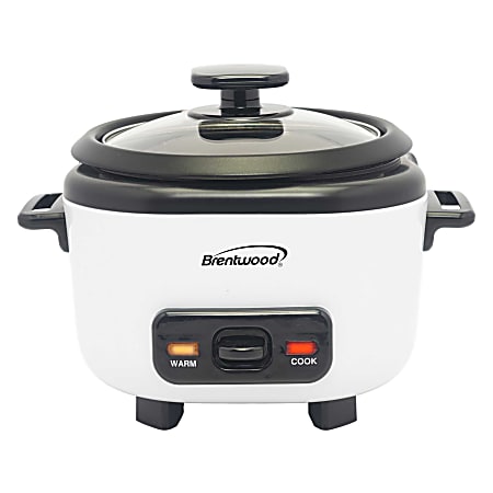 Brentwood® RC-5006W 3-Cups Uncooked/6-Cups Cooked Electric Rice Cooker with Measuring Cup and Spatula, White