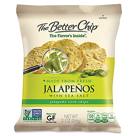 Sugar Foods Better Chip Jalapenos/Salt Corn Chips - Jalapeno, Sea Salt - 2 oz - 10 / Carton