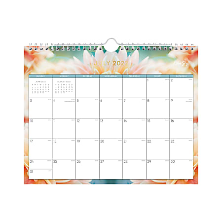 Blue Sky™ Monthly Wall Calendar, 11" x 8-3/4", Waterblossoms, July 2022 To June 2023, 136525