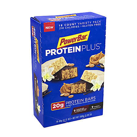 PowerBar Protein PLUS Bars Variety Pack, 2.12 Oz, Box Of 18