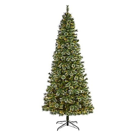 Nearly Natural Wisconsin Slim Snow Tip Pine Artificial Christmas Tree, 9’H