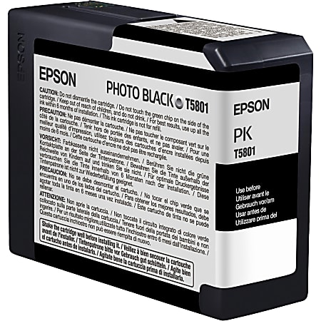 Epson® T5801 UltraChrome™ K3 Photo Black Ink Cartridge, T580100