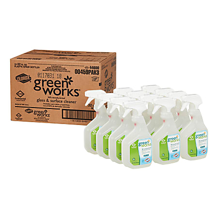 Green Works® Natural Glass/Surface Cleaner, Original Scent, 32 Oz Bottle, Box Of 12