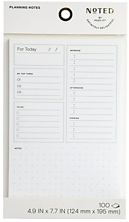 Noted by Post-it, Daily Agenda Pad, 4.9 in. x 7.7 in. White 1 Pad/Pack, 100 Sheets/Pad