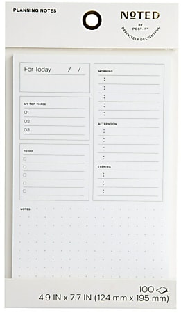 Noted by Post-it® Daily Agenda Pad, 4.9 in. x 7.7 in. White 1 Pad/Pack, 100 Sheets/Pad