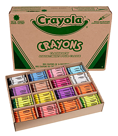 Crayons, 16 Assorted Colors, 800/Pack