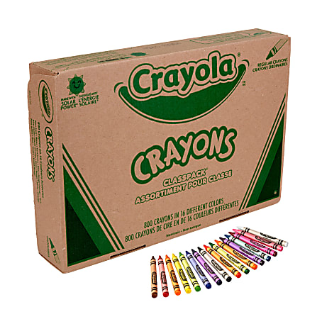 Crayola Classpack Standard Crayons 16 Assorted Colors Pack Of 800 Crayons -  Office Depot
