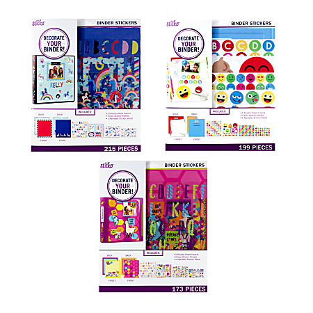 Sticko Back To School Mega Binder Kit, World Tile, Doodle Floral Or Metallic Botanical, 10 1/4" x 11 3/4", Multicolor