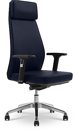 StyleWorks NYC Ergonomic Faux Leather High Back Executive Chair, Sapphire/Silver