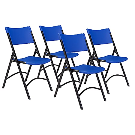 National Public Seating Series 600 Folding Chairs, Blue/Black, Pack Of 4 Chairs