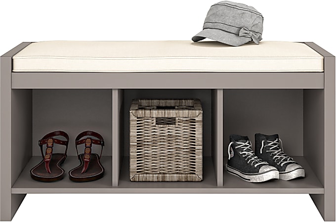 Ameriwood home penelope entryway storage bench with cushion deals