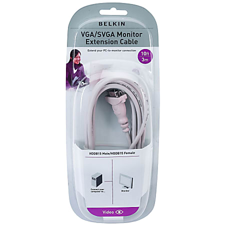Belkin® PRO Series VGA Monitor Extension Cable, HDDB15M/HDDB15F, 10'