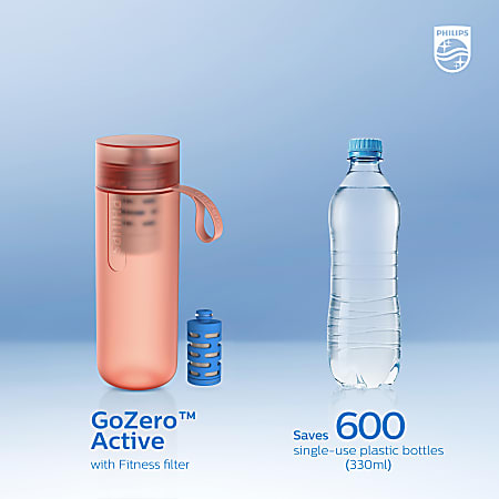 Philips GoZero Active Water Bottle with Fitness Filter, 20 oz, Red