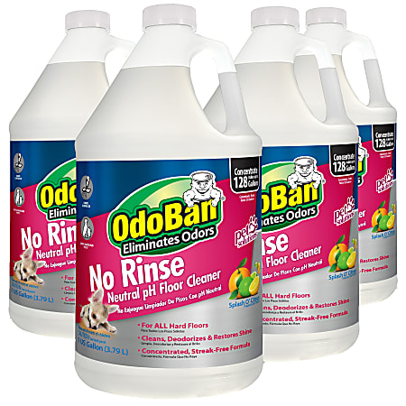 OdoBan Pet Solutions No-Rinse Neutral pH Floor Cleaner Concentrate, 1 Gallon, Pack Of 4 Jugs