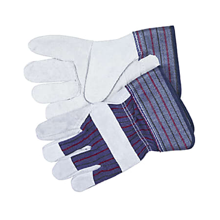 MCR Safety Memphis Split Leather Palm Gloves, Gray, Large
