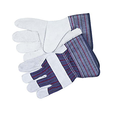 Memphis Split Leather Palm Gloves, Gray, Medium