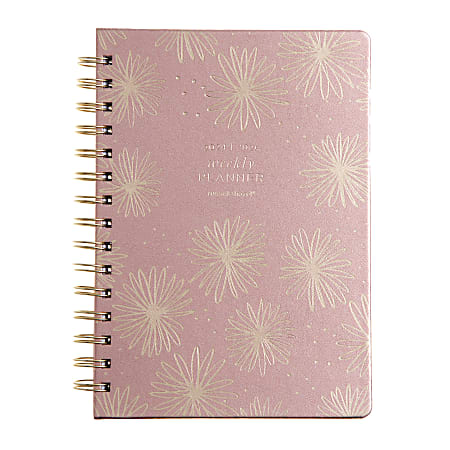 Russell & Hazel 2024 Vegan Leather Academic Planner, 5-7/8” x 8-1/4”, Blush/Gold Foil