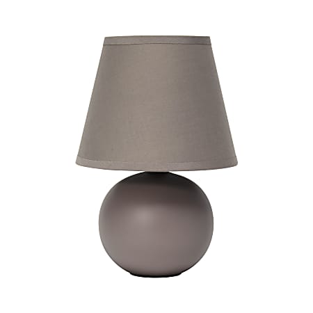 Simple Designs Mini Ceramic Globe Table Lamp, 8-11/16"H, Gray Shade/Gray Base