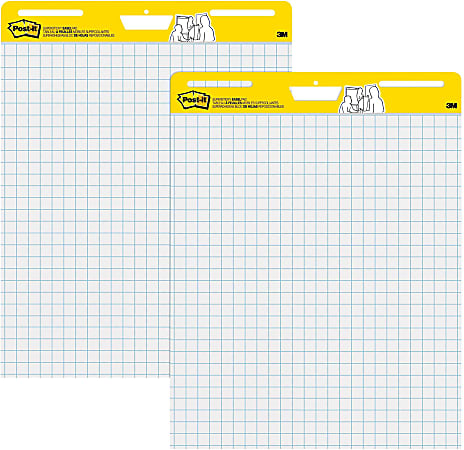 Post-it® Super Sticky Easel Pads, 25 in x 30 in, 2 Pads, 30 Sheets/Pad, Grid Lined, Great for Virtual Teachers and Students, White