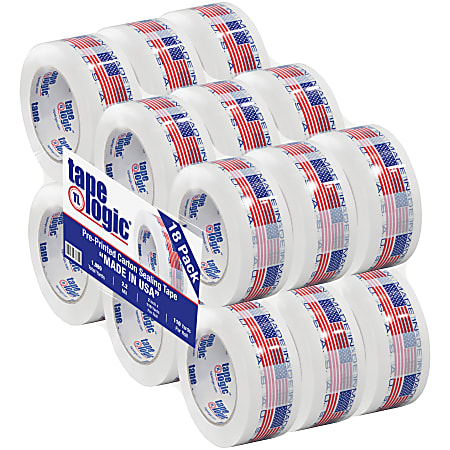 Tape Logic® Made In USA Preprinted Carton Sealing Tape, 3" Core, 2" x 110 Yd., Multicolor, Pack Of 18