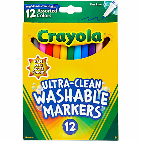 Crayola Washable Markers Thin Line Assorted Classic Colors Box Of 12 -  Office Depot