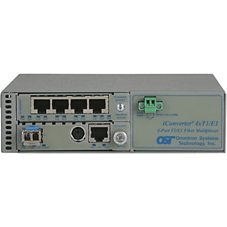 Omnitron Systems iConverter 4xT1/E1 MUX/M Managed T1/E1 Multiplexer - 4 Data Channels - Twisted Pair, Optical Fiber - 8823N3B