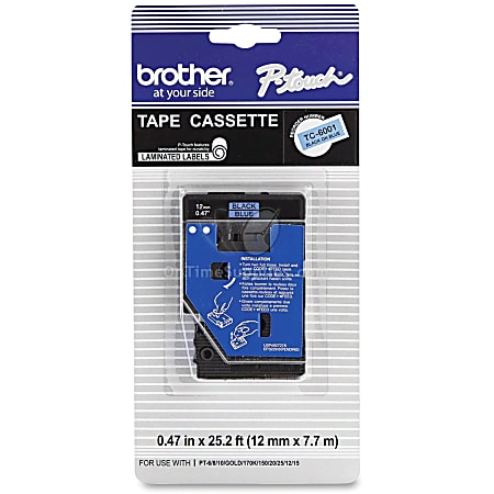 Brother® P-touch 12mm Laminated Tape, 1/2"W x 25'L , Blue