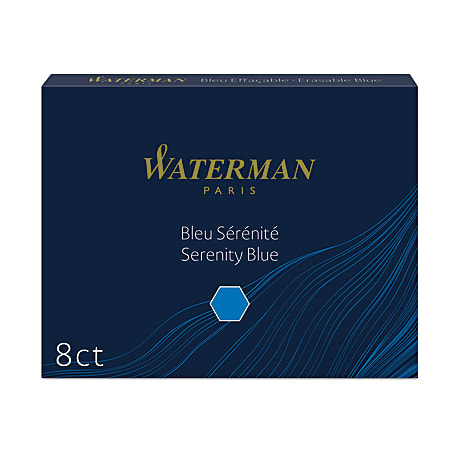 Waterman® Refills, Fountain Cartridges, Blue, Pack Of 8