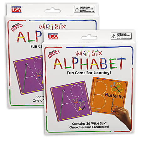 Wikki Stix® Alphabet Cards Set, 7-7/16" x 7-7/16", Pack Of 2 Sets