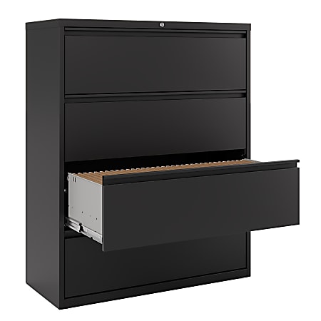 TOPSKY 4-Drawer Mobile File Cabinet On Casters - Black Fabric Lateral File Storage For Letter Size