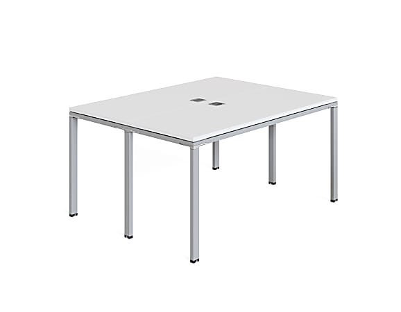 Boss Office Products Simple System Double Desk, Face to Face, 66" x 48", White