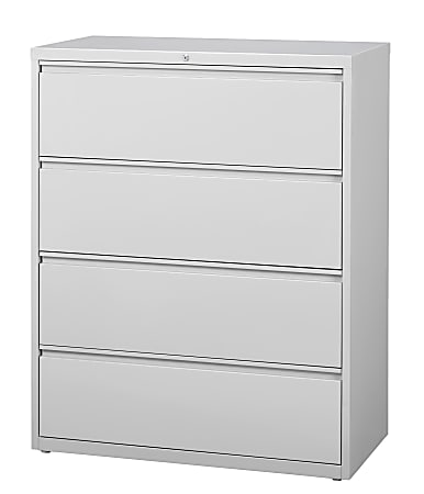 WorkPro® 42"W Lateral 4-Drawer File Cabinet, Metal, Light Gray