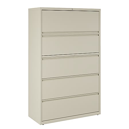 WorkPro® 42"W x 18-5/8"D Lateral 5-Drawer File Cabinet, Putty