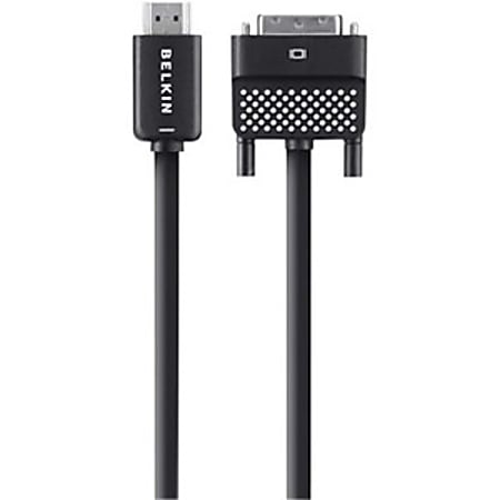 Belkin HDMI/DVI Video Cable - 11.81 ft DVI/HDMI Video Cable for TV, Video Device, MacBook - First End: 1 x 19-pin HDMI Type A Digital Audio/Video - Male - Second End: 1 x 24-pin DVI-D Digital Video - Male - Black - 1