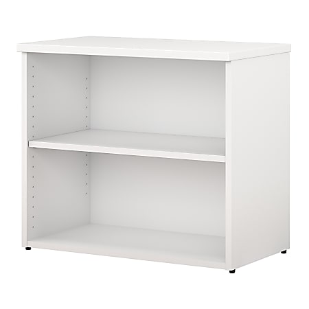 Bush Business Furniture 400 Series 2 Shelf Bookcase, White, Premium Installation