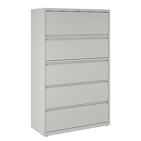 WorkPro® 42"W x 18-5/8"D Lateral 5-Drawer File Cabinet, Light Gray