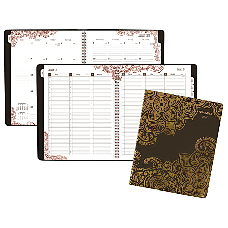 AT-A-GLANCE® Henna Premium 13-Month Weekly/Monthly Planner, 8 1/2" x 11", Brown, January 2018 to January 2019 (551-905-18)