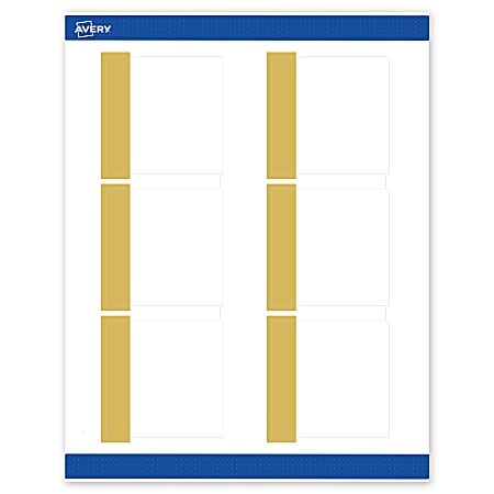 Avery® Print-To-The-Edge Labels & Sure Feed®, S00-DJQ-PRWMP10, 3" x 3", Matte White, Preprinted Dipped Gold Edge Design, Pack Of 60