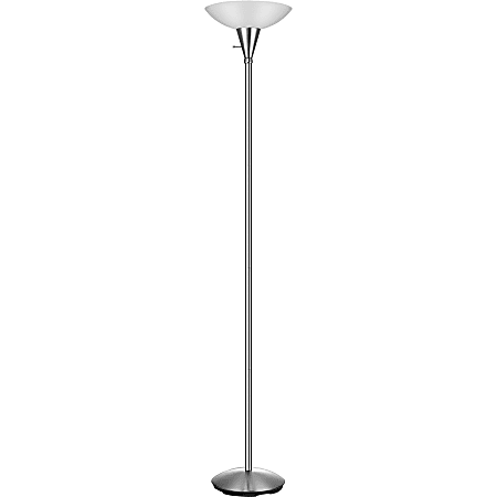 Lorell® CFL Floor Lamp, Frosted Glass Shade, Silver