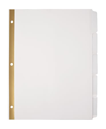 Office Depot® Brand Index Dividers, 8 1/2" x 11", White, 5 Tabs Per Set, Box Of 25 Sets