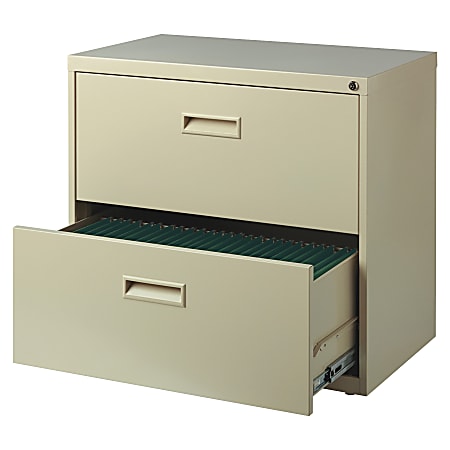 Realspace® SOHO 30”W Lateral 2-Drawer File Cabinet, Metal, Putty
