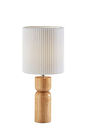 Adesso® James Table Lamp, 28"H, White Shade/Natural Oak Base