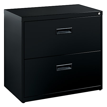 Reale Soho 30 W X 17 58 D Lateral 2 Drawer File Cabinet Black Office Depot