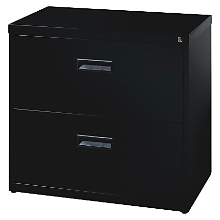 Realspace® SOHO 30”W Lateral 2-Drawer File Cabinet, Metal, Black