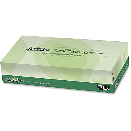 Marcal® Fluff-Out® 100% Recycled Facial Tissue, 2-Ply, Box Of 100 Tissues