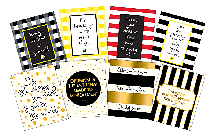 Barker Creek Art Prints, 8" x 10", Gold/Buffalo Plaid, Set Of 8 Prints