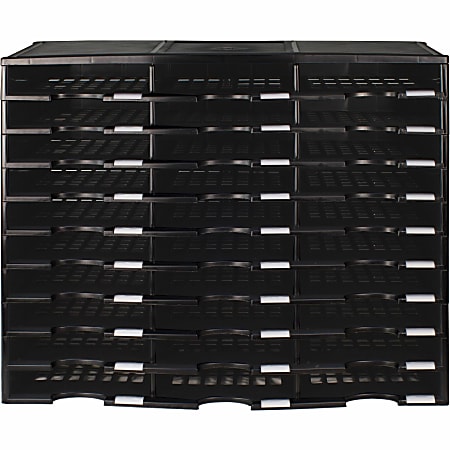 Storex Stackable Literature Sorter - 15000 x Sheet - 30 Compartment(s) - 9.50" x 12" - 25.5" Height x 14.1" Width31.4" Length - Black - Plastic - 1 Each