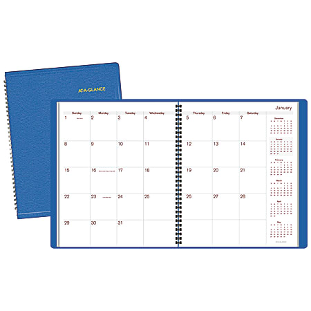 AT-A-GLANCE® Monthly Planner, 9" x 11", 30% Recycled, Blue, January-December 2017